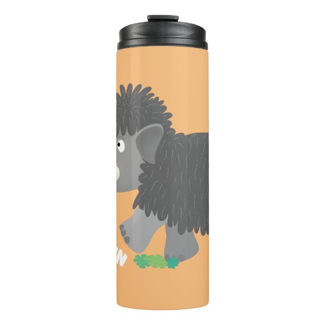 Cute woolly mammoth cartoon illustration thermal tumbler (Front)