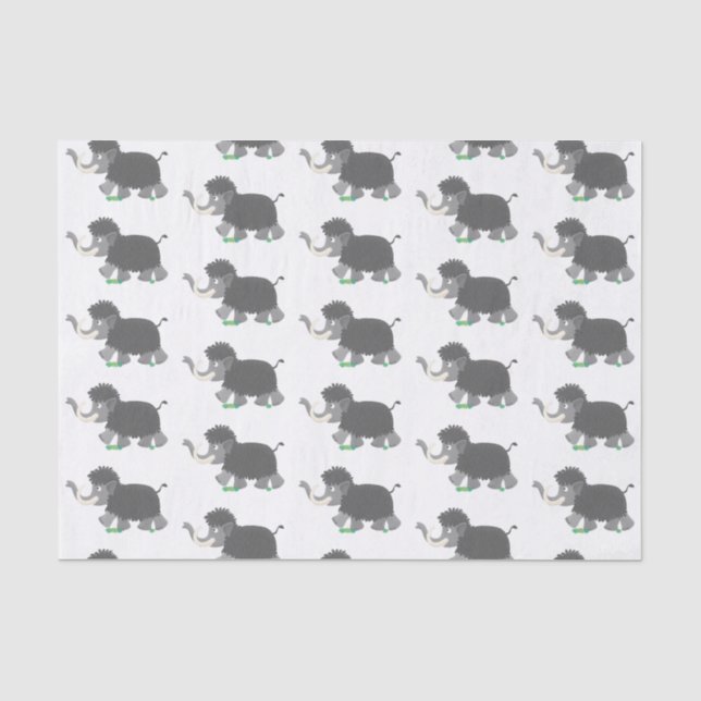 Cute woolly mammoth cartoon illustration tissue paper (Front)