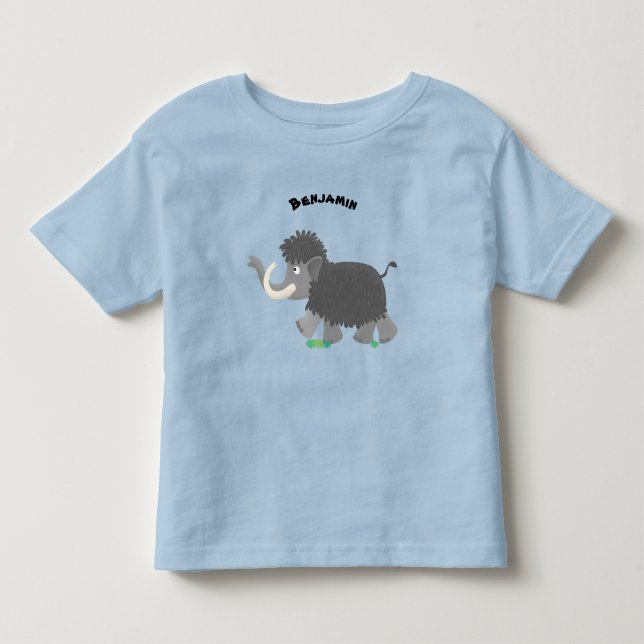Cute woolly mammoth cartoon illustration toddler t-shirt (Front)