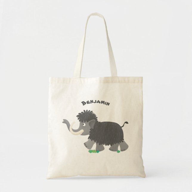 Cute woolly mammoth cartoon illustration tote bag (Front)