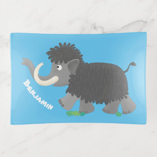 Cute woolly mammoth cartoon illustration trinket tray