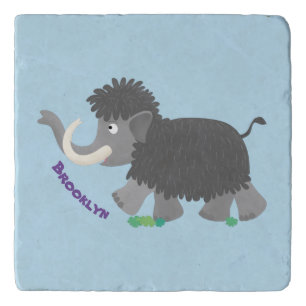 Cute woolly mammoth cartoon illustration trivet