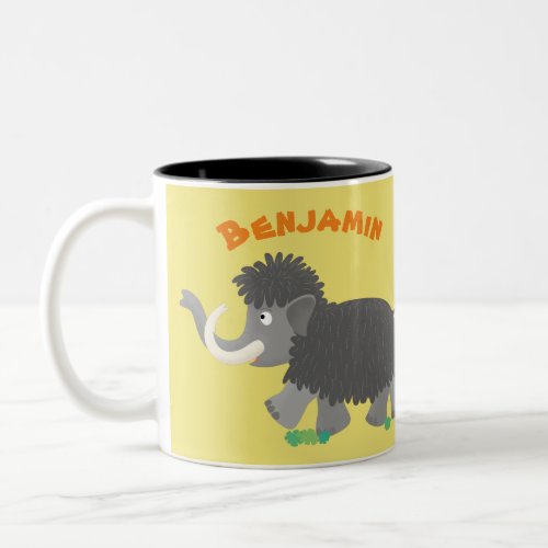 Cute woolly mammoth cartoon illustration Two_Tone coffee mug