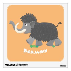 Cute woolly mammoth cartoon illustration wall decal