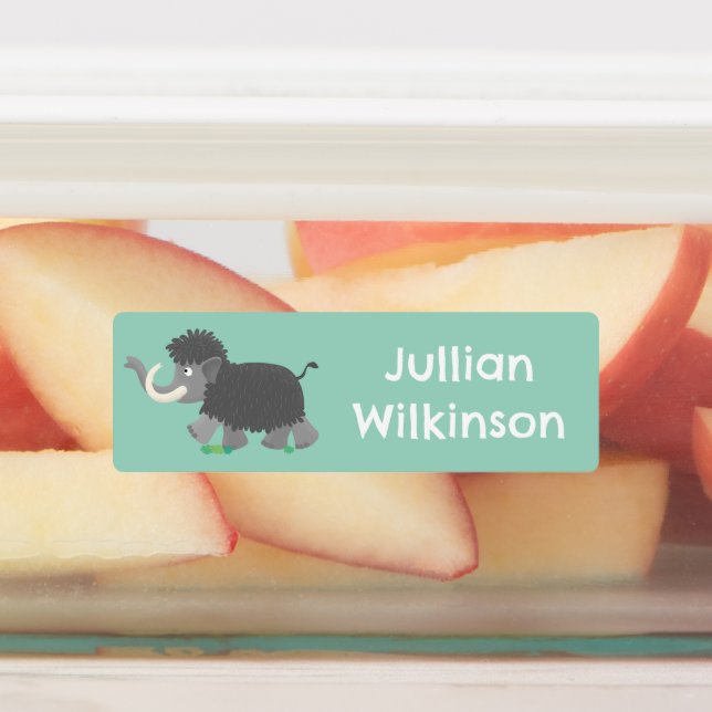 Cute woolly mammoth cartoon personalized labels (Affixed)