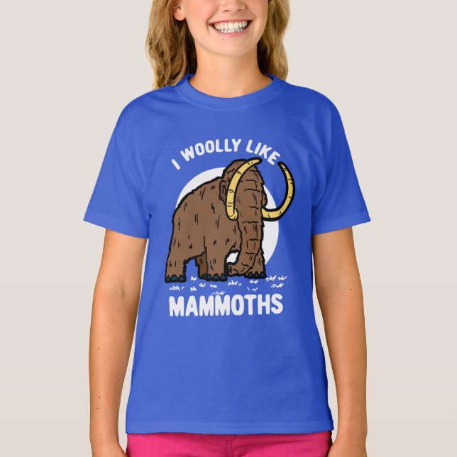 Cute Woolly Mammoth Funny Prehistoric Animal T-Shirt (Front)