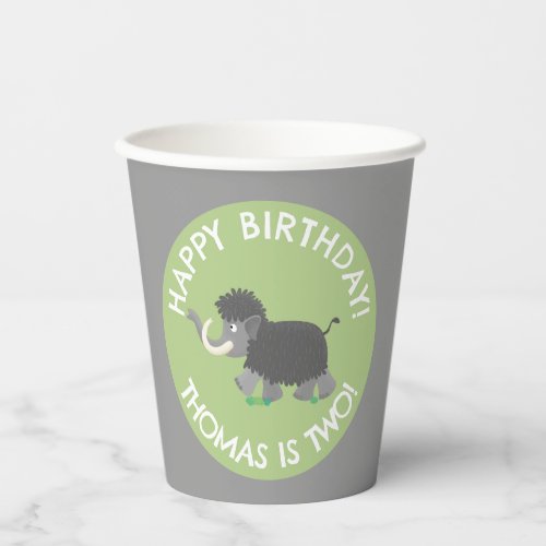 Cute woolly mammoth personalized cartoon birthday paper cups