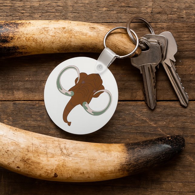 Cute Woolly Mammoth with Curved Tusks Keychain (Creator Uploaded)