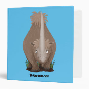 Cute woolly rhino elasmotherium cartoon 3 ring binder