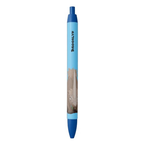 Cute woolly rhino elasmotherium cartoon  black ink pen