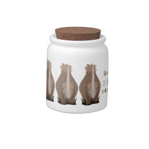 Cute woolly rhino elasmotherium cartoon candy jar