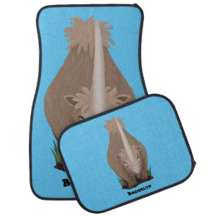 Cute woolly rhino elasmotherium cartoon car floor mat