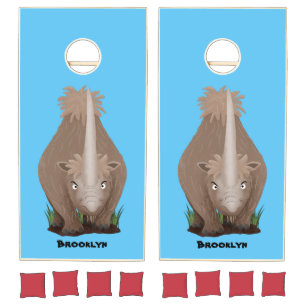 Cute woolly rhino elasmotherium cartoon cornhole set