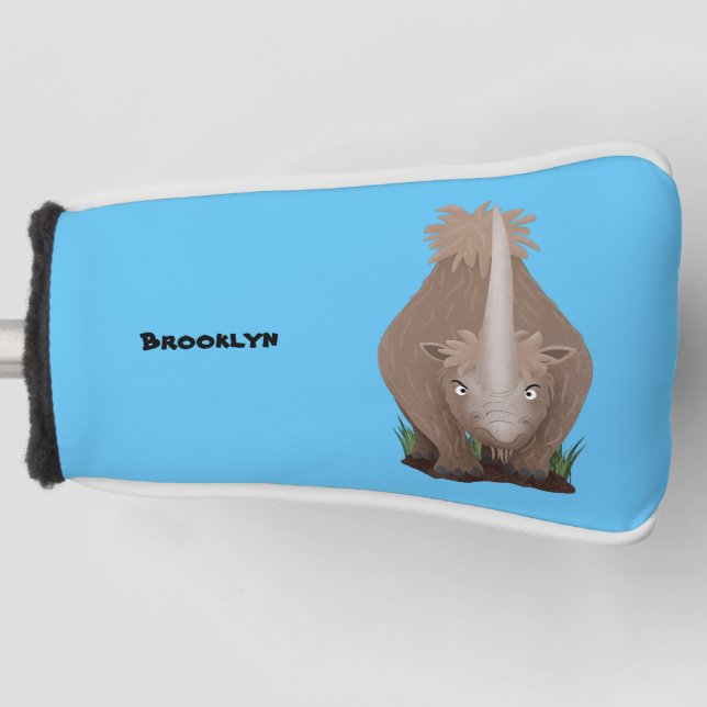 Cute woolly rhino elasmotherium cartoon golf head cover (Front)