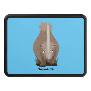 Cute woolly rhino elasmotherium cartoon hitch cover