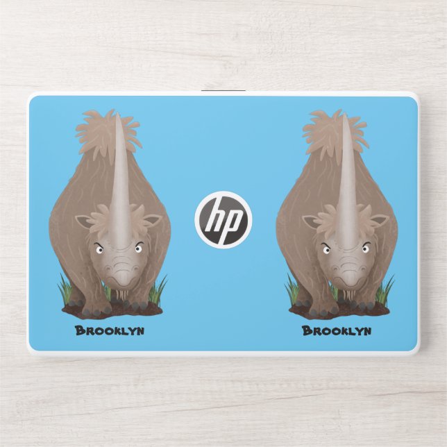 Cute woolly rhino elasmotherium cartoon  HP laptop skin (Front)