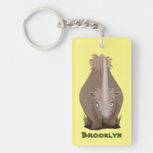 Cute woolly rhino elasmotherium cartoon keychain
