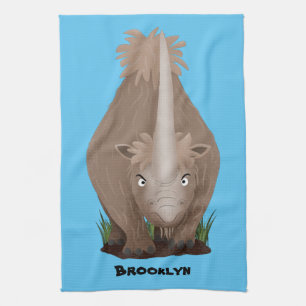 Cute woolly rhino elasmotherium cartoon  kitchen towel