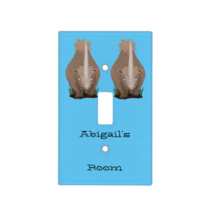 Cute woolly rhino elasmotherium cartoon light switch cover