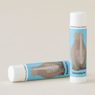 Cute woolly rhino elasmotherium cartoon lip balm