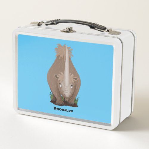 Cute woolly rhino elasmotherium cartoon metal lunch box