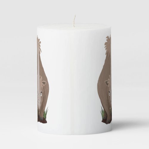 Cute woolly rhino elasmotherium cartoon pillar candle