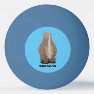 Cute woolly rhino elasmotherium cartoon ping pong ball