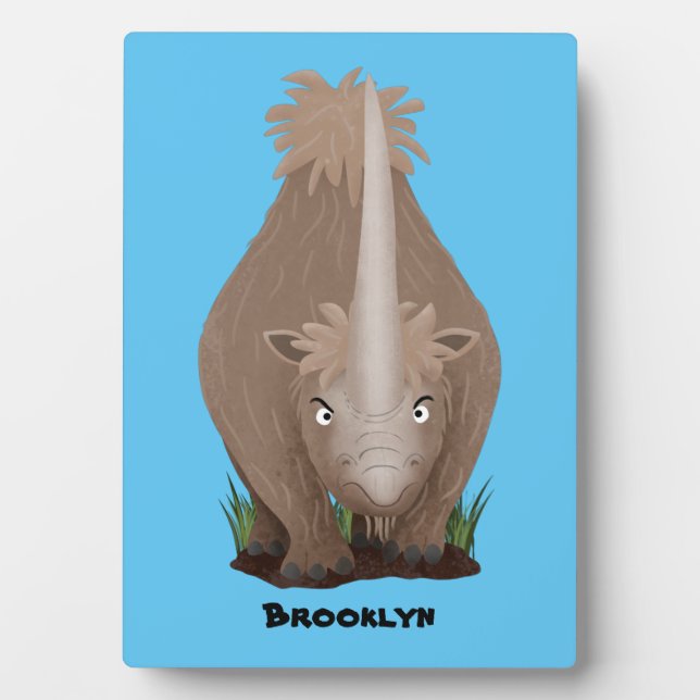 Cute woolly rhino elasmotherium cartoon plaque (Front)