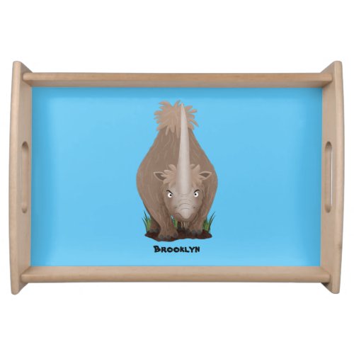 Cute woolly rhino elasmotherium cartoon serving tray