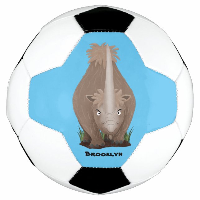 Cute woolly rhino elasmotherium cartoon soccer ball (Front)
