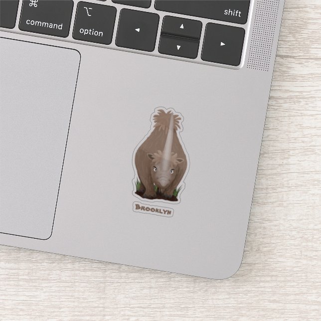 Cute woolly rhino elasmotherium cartoon sticker (Detail)