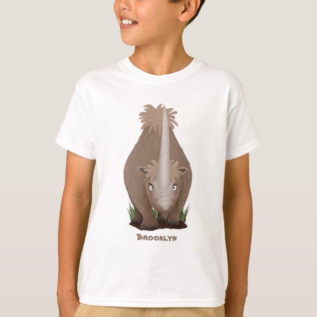 Cute woolly rhino elasmotherium cartoon T-Shirt (Front)