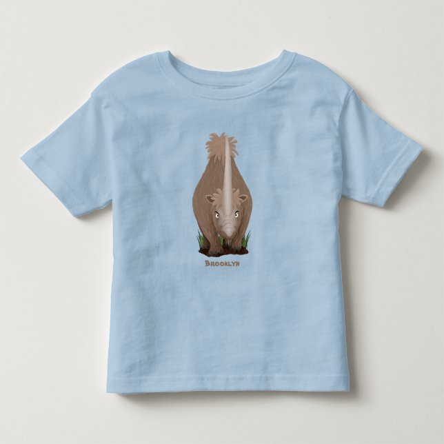Cute woolly rhino elasmotherium cartoon toddler t-shirt (Front)