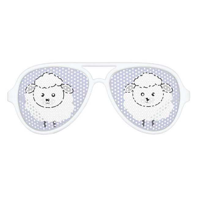 Cute Wooly Lamb Face Aviator Sunglasses (Front)