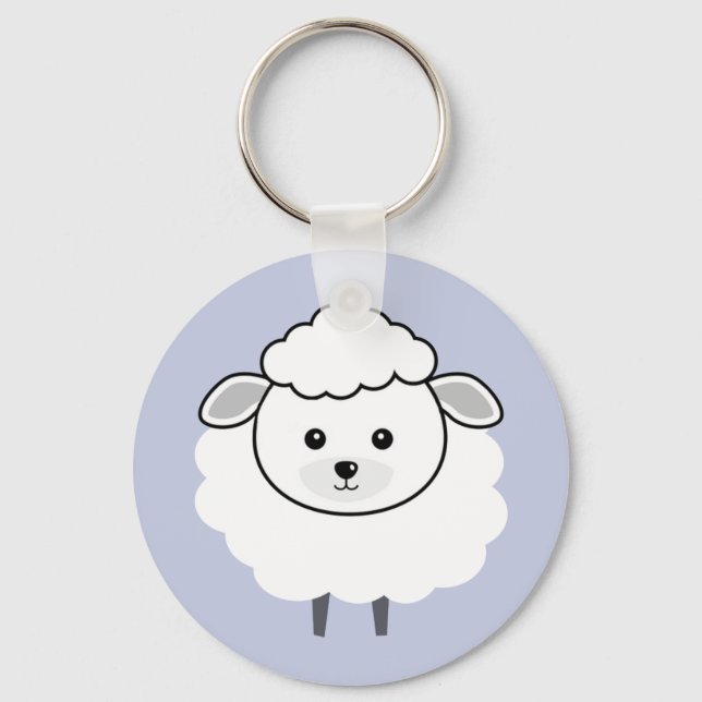 Cute Wooly Lamb Face Keychain (Front)