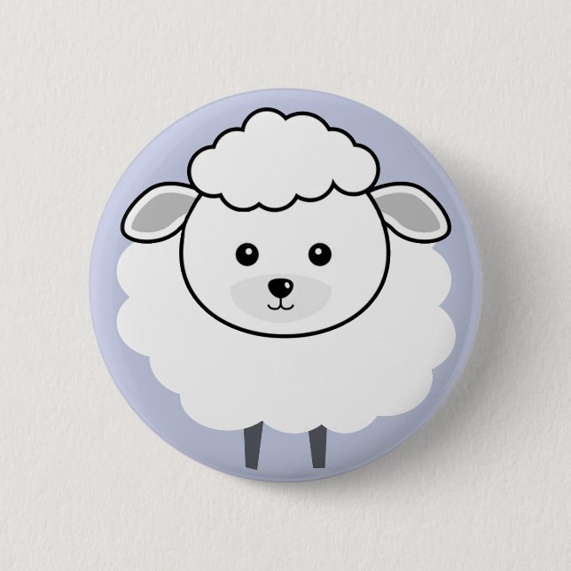 Cute Wooly Lamb Face Pinback Button (Front)