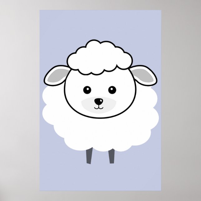Cute Wooly Lamb Face Poster (Front)