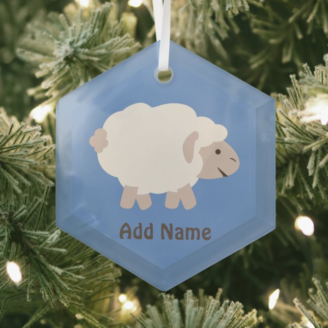 Cute Wooly Lamb Glass Ornament (Insitu)