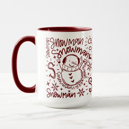 Cute Word Art Snowman Mug