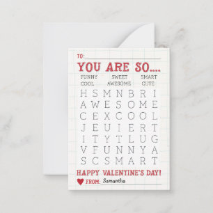 Cute Word Search Valentine's Day Note Card