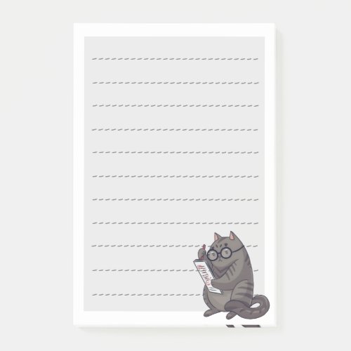 Cute Working Cat in Glasses Lined List Post_it Notes