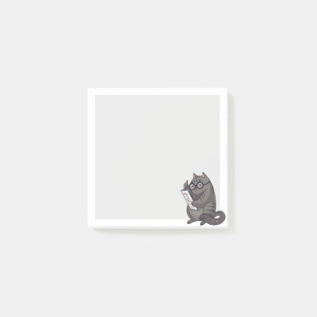 Cute Working Cat in Glasses Post-it Notes (Front)