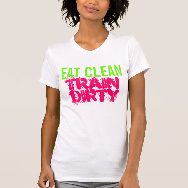 Cute Workout Eat Clean Train Dirty Racerback Tank (Front)