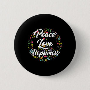 Cute World Peace Love Happiness Peace Sign Hippie  Button