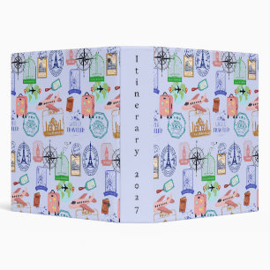 Cute World Traveler Collage 3 Ring Binder