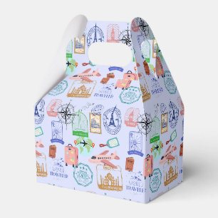 Cute World Traveler Collage Favor Boxes