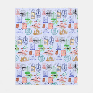 Cute World Traveler Collage Fleece Blanket