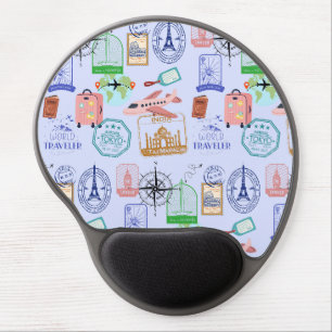 Cute World Traveler Collage Gel Mouse Pad