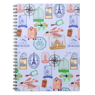 Cute World Traveler Collage Notebook