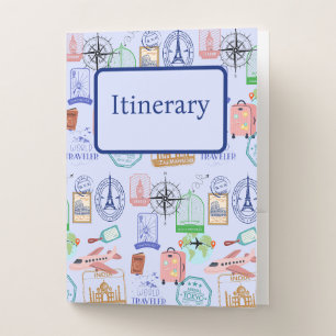 Cute World Traveler Collage Pocket Folder